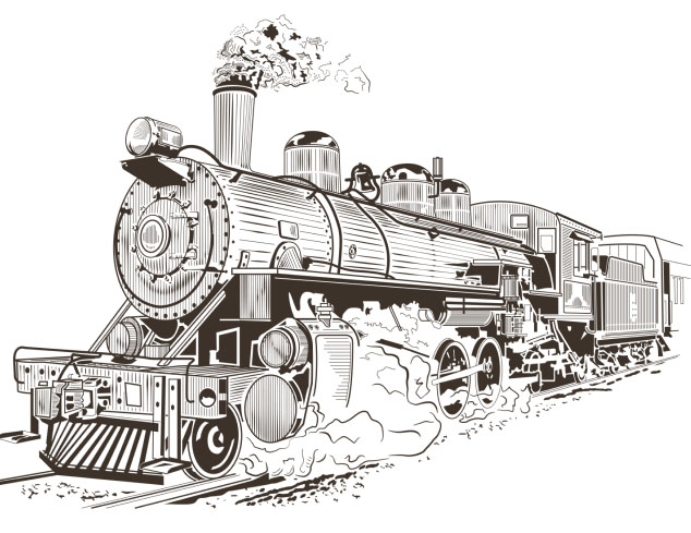 Trem antigo, ilustrando a viagem dos alunos da EPCAR em 1954